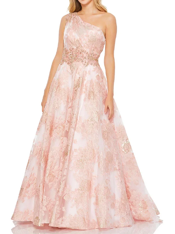 Womens Embellished Brocade Evening Dress Tunics Mesh breathable