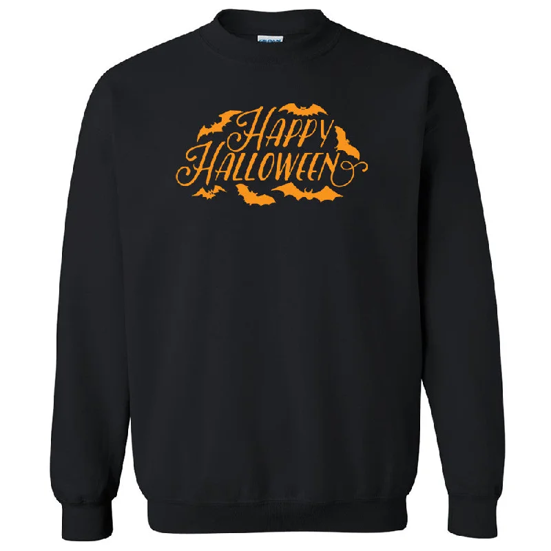 Zexpa Apparelâ„¢ Happy Halloween Orange Bats Unisex Crewneck Halloween Costume Sweatshirt Graphic Hoodie Design Print Zexpa Apparelâ„¢ Happy Halloween Orange Bats Unisex Crewneck Halloween Costume Sweatshirt Graphic Hoodie Design Print