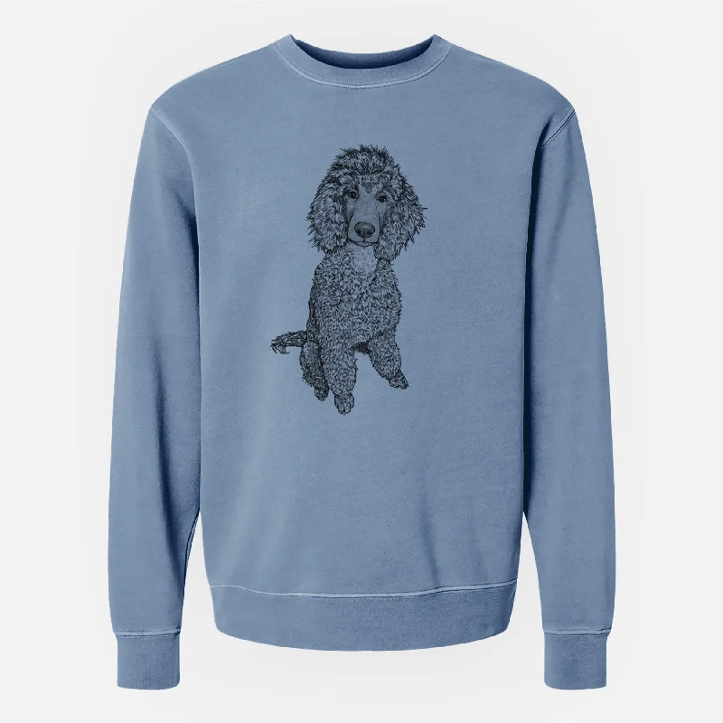 Doodled Casey the Standard Poodle - Unisex Pigment Dyed Crew Sweatshirt Hoodie with Monochrome Minimalist Simple Doodled Casey the Standard Poodle - Unisex Pigment Dyed Crew Sweatshirt Hoodie with Monochrome Minimalist Simple