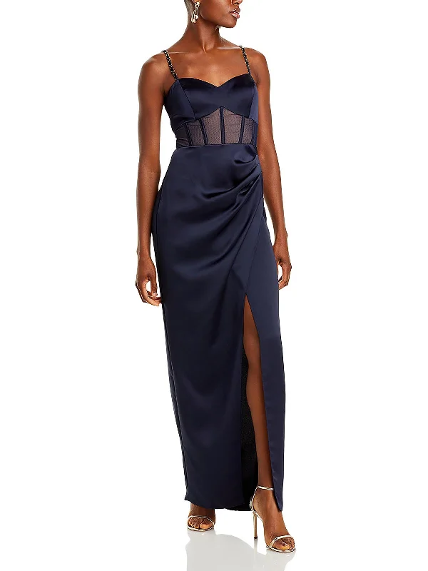 Womens Satin Illusion Evening Dress Tunics Seasonal trendy