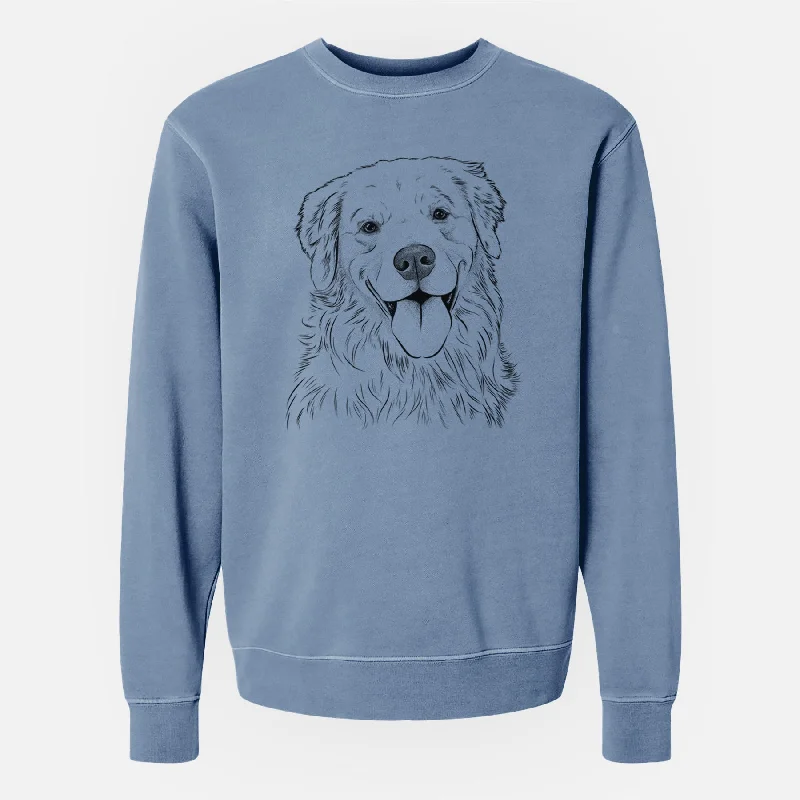 Bare Ticket the Golden Retriever - Unisex Pigment Dyed Crew Sweatshirt Hoodie with Applique Textured Unique Bare Ticket the Golden Retriever - Unisex Pigment Dyed Crew Sweatshirt Hoodie with Applique Textured Unique