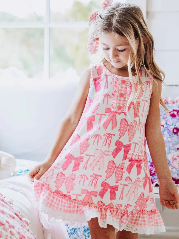 Everyday Play Dress - Pretty Pink Bows Tunics Cozy soft