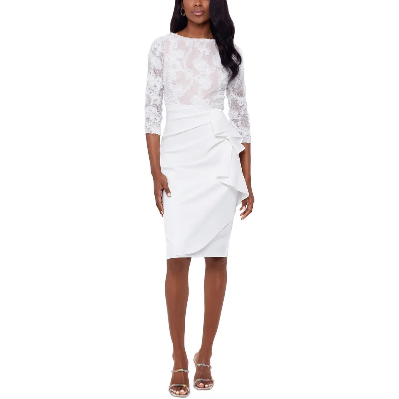 Xscape Womens Boat Neck Knee-Length Sheath Dress Tunics Silk luxurious
