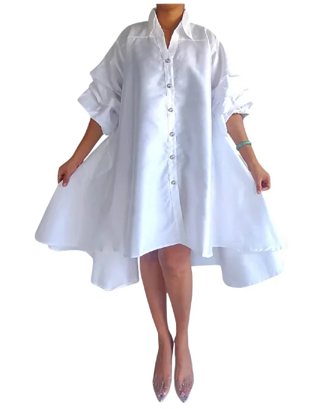 Faux Silk Swing Dress In White Tunics Cozy comfortable