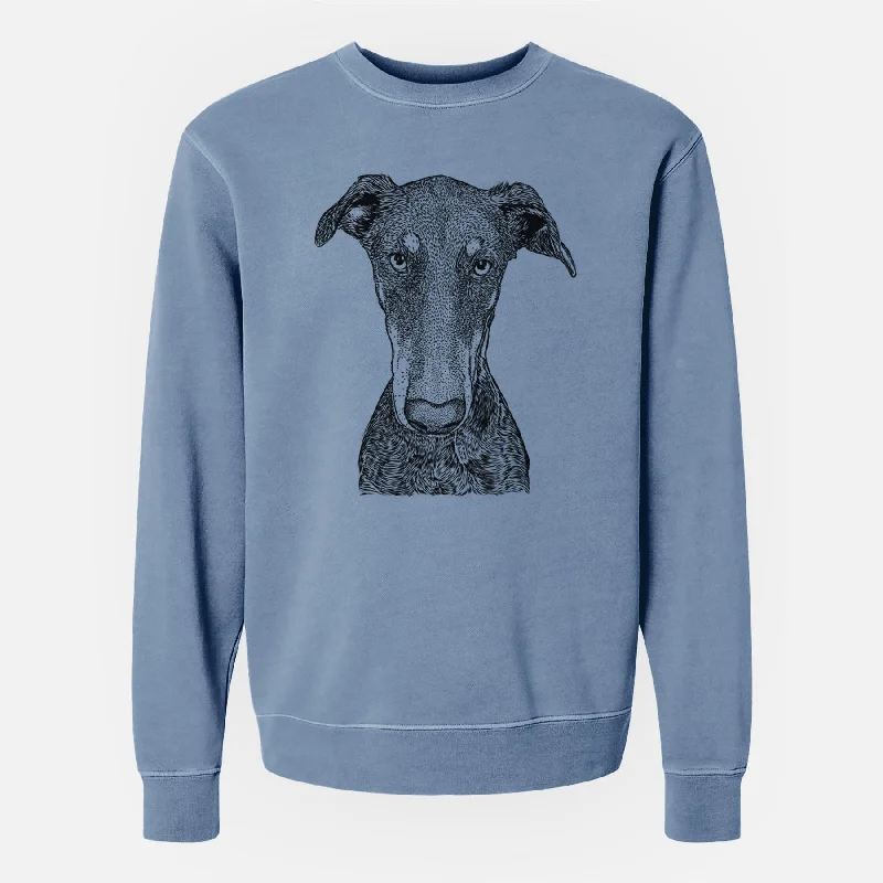 Bare Princess Fiona the Doberman Pinscher - Unisex Pigment Dyed Crew Sweatshirt Hoodie with Slit Hem Functional Movement Bare Princess Fiona the Doberman Pinscher - Unisex Pigment Dyed Crew Sweatshirt Hoodie with Slit Hem Functional Movement