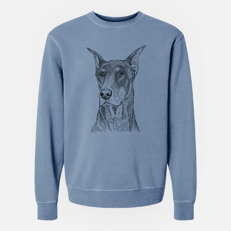 Bare RJ the Doberman Pinscher - Unisex Pigment Dyed Crew Sweatshirt Hoodie with Hood Adjustable Protection Bare RJ the Doberman Pinscher - Unisex Pigment Dyed Crew Sweatshirt Hoodie with Hood Adjustable Protection