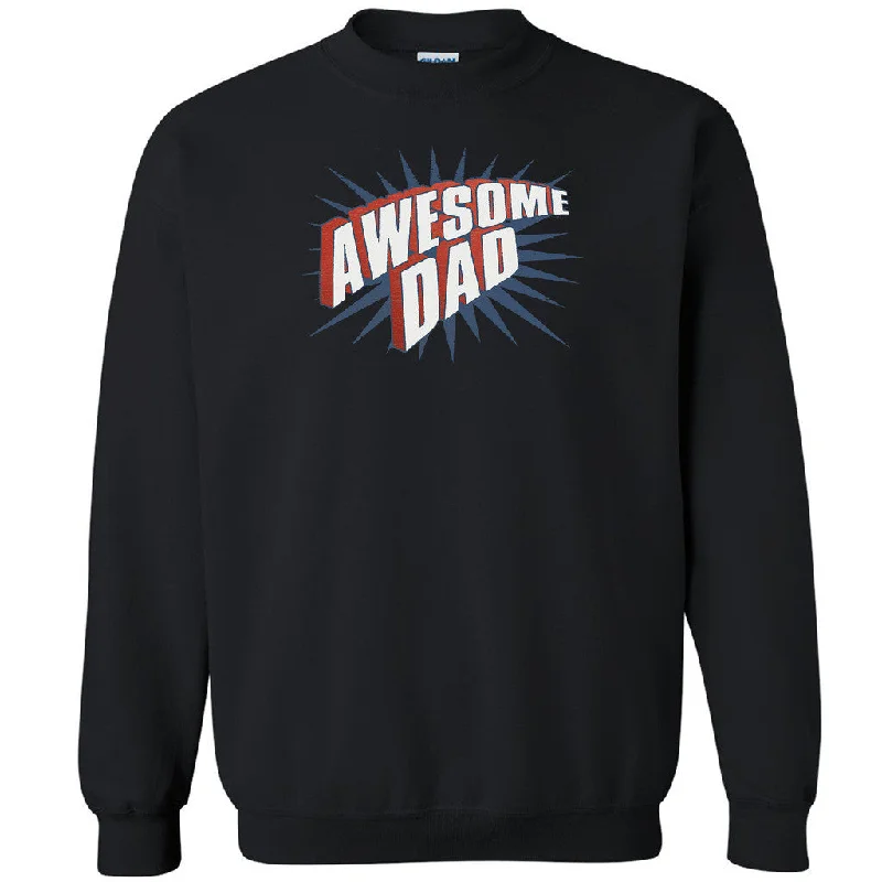 Zexpa Apparelâ„¢ Awesome Dad Unisex Crewneck Father's Day Super Dad Gift Pow Sweatshirt Hoodie with Strings Custom Fit Adjustable