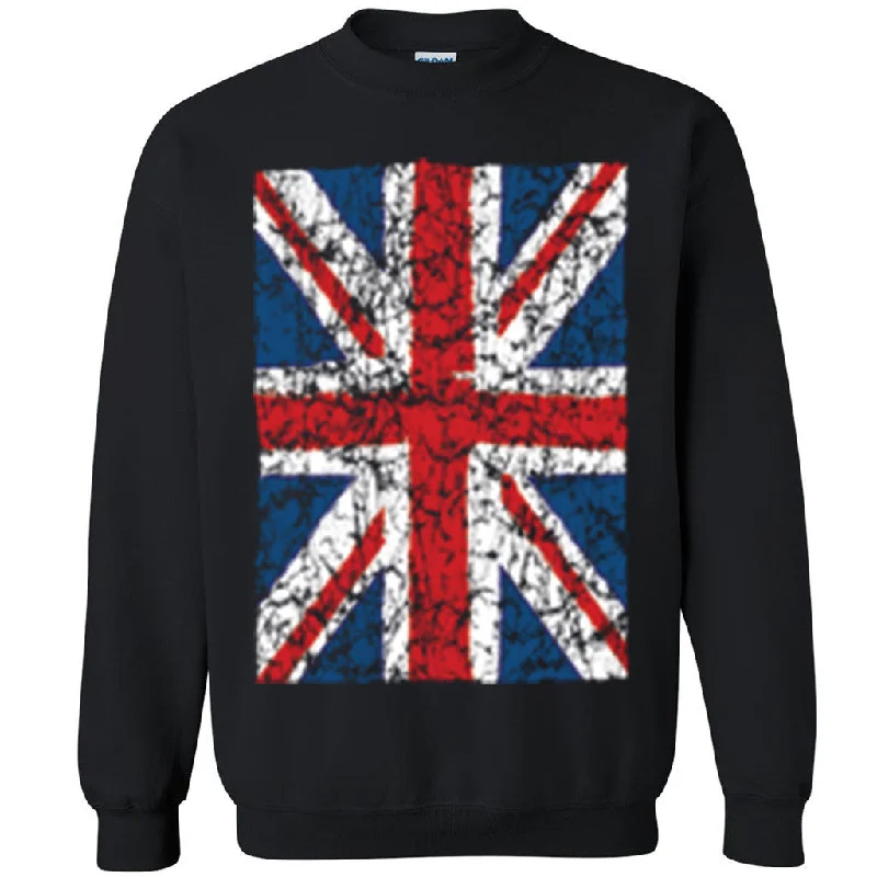 Zexpa Apparelâ„¢ Distressed Union Jack Flag Unisex Crewneck British Flag UK Sweatshirt Hoodie with High Neck Warm Protective Zexpa Apparelâ„¢ Distressed Union Jack Flag Unisex Crewneck British Flag UK Sweatshirt Hoodie with High Neck Warm Protective