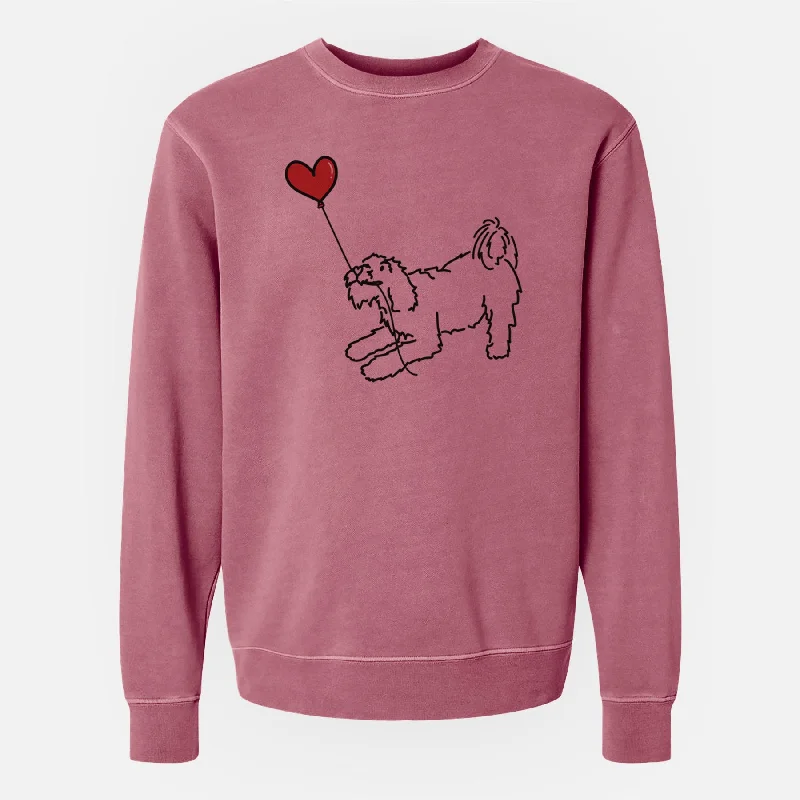 Terrier Mix Heart String - Unisex Pigment Dyed Crew Sweatshirt Hoodie with Pattern Geometric Abstract Terrier Mix Heart String - Unisex Pigment Dyed Crew Sweatshirt Hoodie with Pattern Geometric Abstract