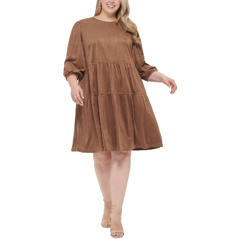 Tommy Hilfiger Womens Plus Faux Suede Shift Dress Tunics Leisure comfortable