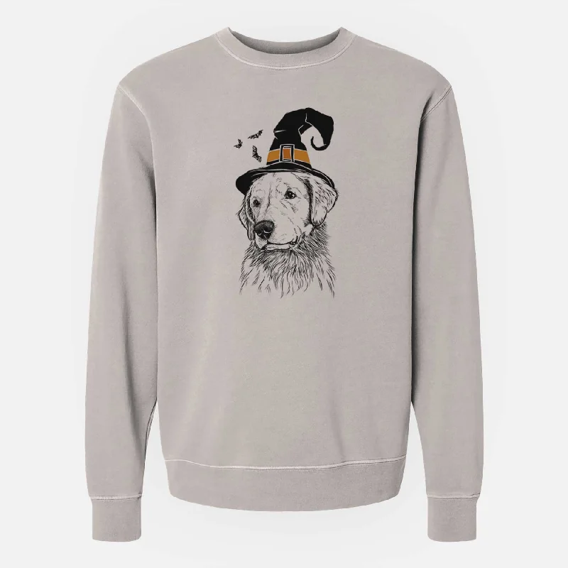 Witch Quinn the Golden Retriever - Unisex Pigment Dyed Crew Sweatshirt Hoodie with Elastic Waist Stretchable Comfortable Witch Quinn the Golden Retriever - Unisex Pigment Dyed Crew Sweatshirt Hoodie with Elastic Waist Stretchable Comfortable