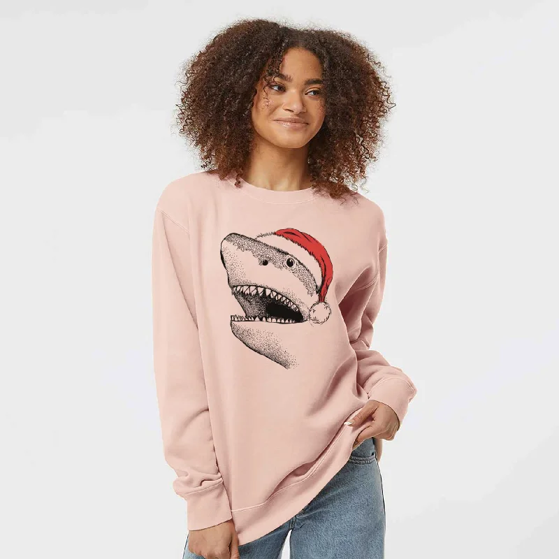 Santa Nado the Great White Shark - Unisex Pigment Dyed Crew Sweatshirt Hoodie with Drawcord Adjustable Secure Santa Nado the Great White Shark - Unisex Pigment Dyed Crew Sweatshirt Hoodie with Drawcord Adjustable Secure