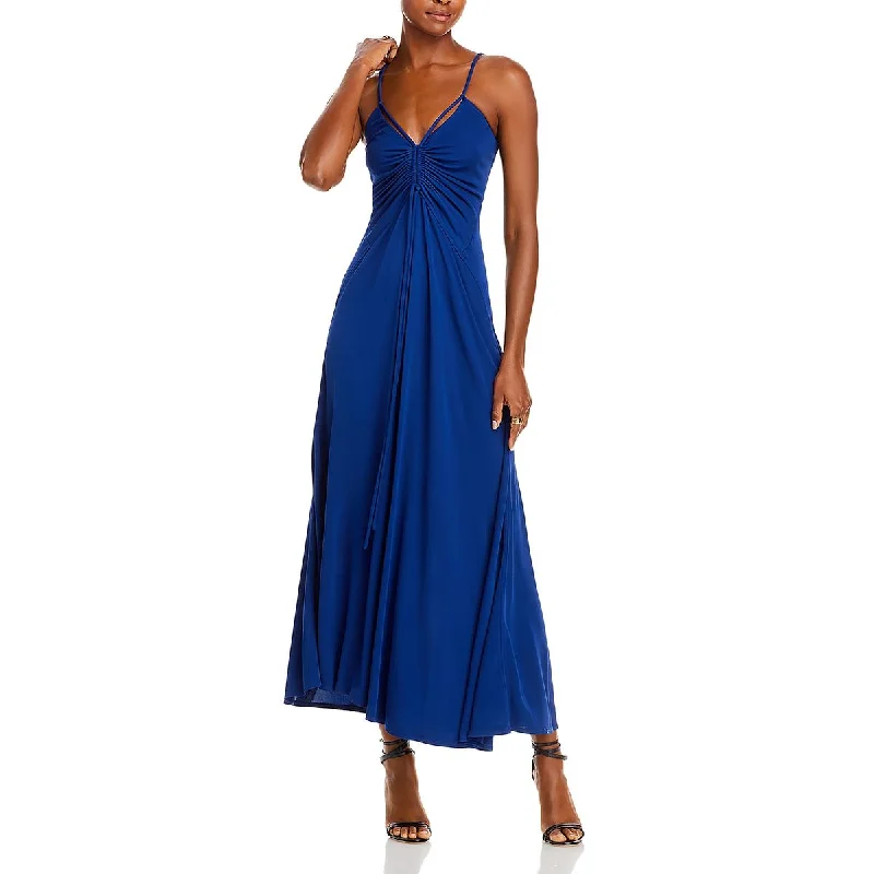 Womens Matte Crepe Spaghetti Straps Evening Dress Tunics Winter warm