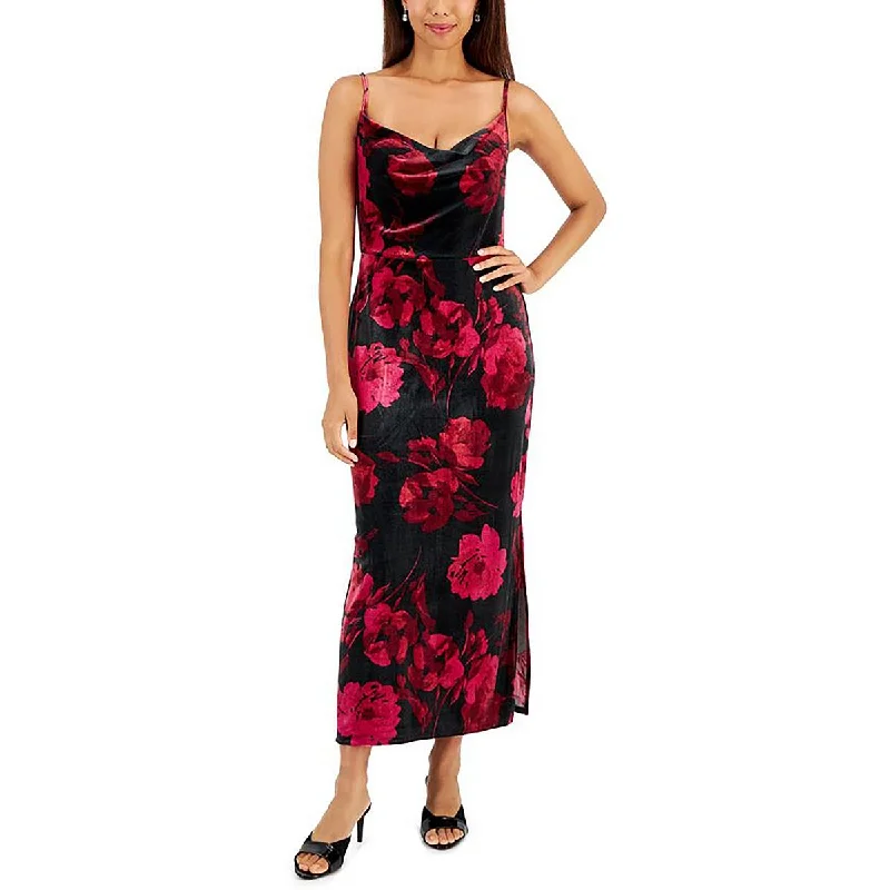 Taylor Womens Velvet Tea Length Sheath Dress Tunics Luxurious high-end