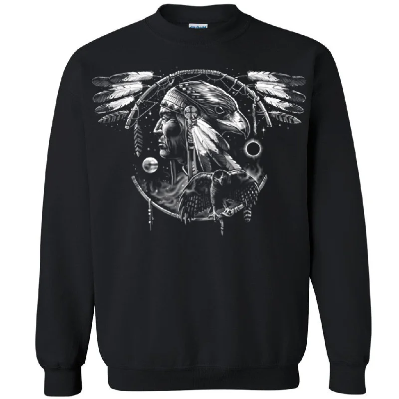 Zexpa Apparelâ„¢ Eagle Wings Chief Face Tribal Unisex Crewneck Native Warrior Sweatshirt Hoodie with Longline Fit Extended Stylish Zexpa Apparelâ„¢ Eagle Wings Chief Face Tribal Unisex Crewneck Native Warrior Sweatshirt Hoodie with Longline Fit Extended Stylish