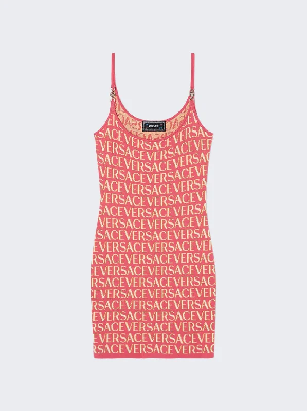 Versace Jacquard Knit Dress PINK Tunics Short Trendy