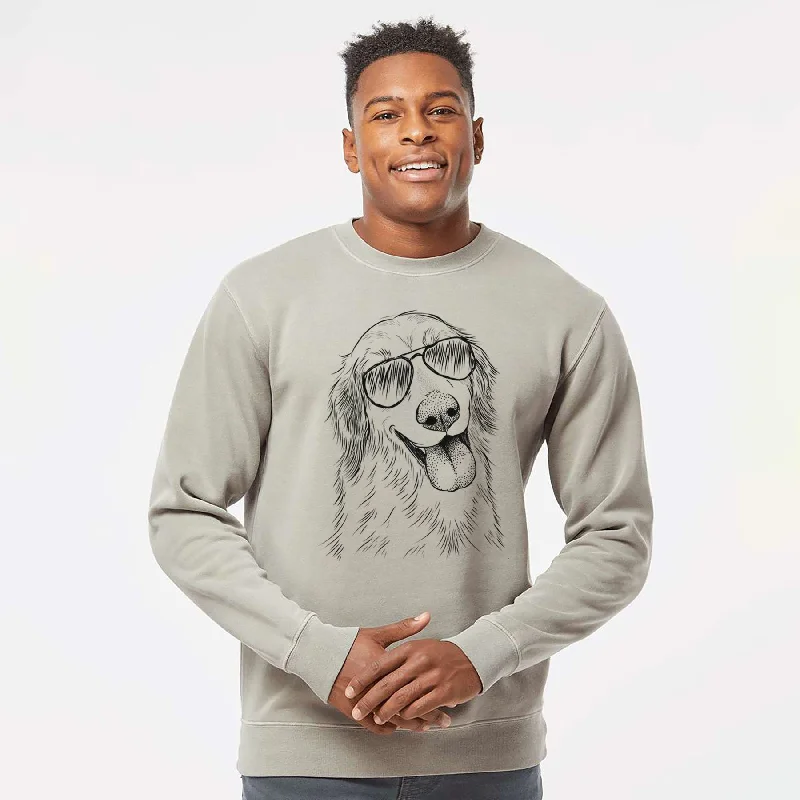 Aviator Shelby the Golden Retriever - Unisex Pigment Dyed Crew Sweatshirt Hoodie with Drop Shoulder Relaxed Streetwear Aviator Shelby the Golden Retriever - Unisex Pigment Dyed Crew Sweatshirt Hoodie with Drop Shoulder Relaxed Streetwear