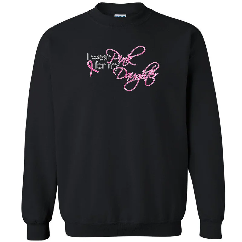 Zexpa Apparelâ„¢ I Wear Pink For My Daughter Unisex Crewneck Breast Cancer Month Sweatshirt Hoodie with Elastic Waist Stretchable Comfortable Zexpa Apparelâ„¢ I Wear Pink For My Daughter Unisex Crewneck Breast Cancer Month Sweatshirt Hoodie with Elastic Waist Stretchable Comfortable