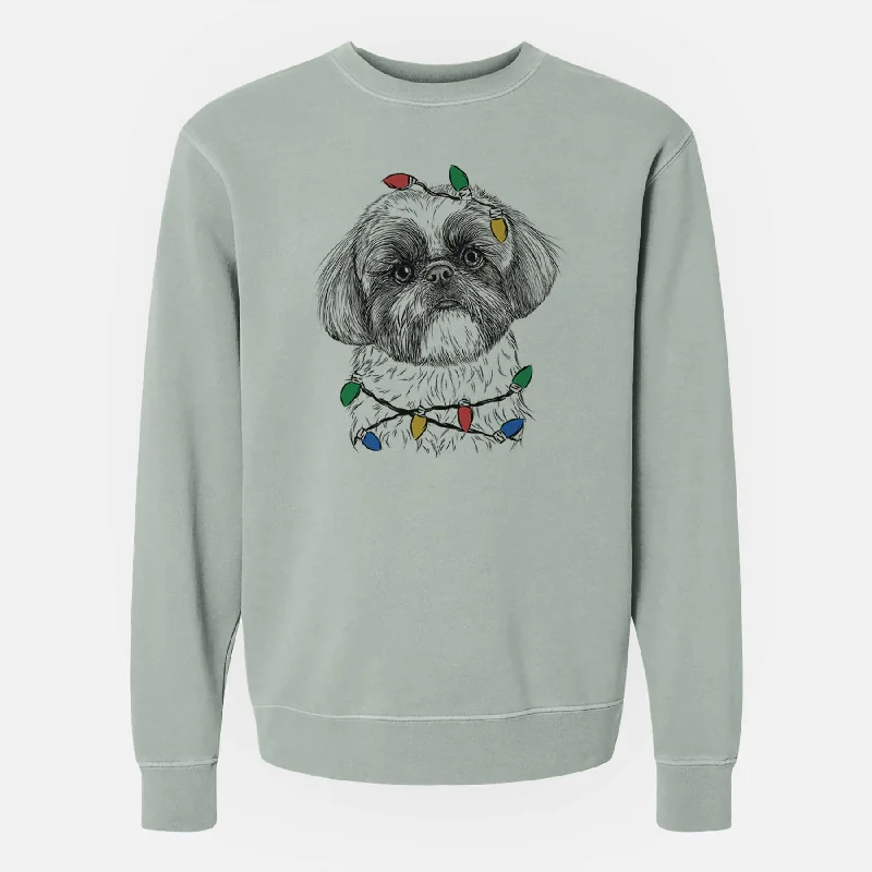 Christmas Lights Simon the Shih Tzu - Unisex Pigment Dyed Crew Sweatshirt Hoodie with Contrast Stitching Detailed Premium Christmas Lights Simon the Shih Tzu - Unisex Pigment Dyed Crew Sweatshirt Hoodie with Contrast Stitching Detailed Premium