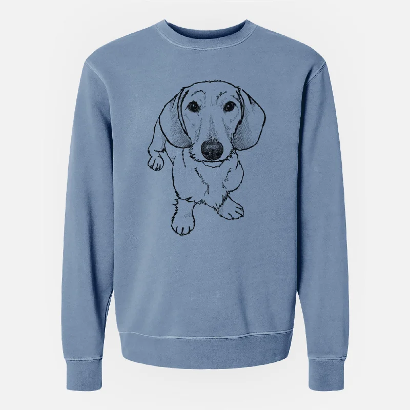 Doodled Dillon the Dachshund - Unisex Pigment Dyed Crew Sweatshirt Hoodie with Oversized Fit Loose Comfortable Doodled Dillon the Dachshund - Unisex Pigment Dyed Crew Sweatshirt Hoodie with Oversized Fit Loose Comfortable