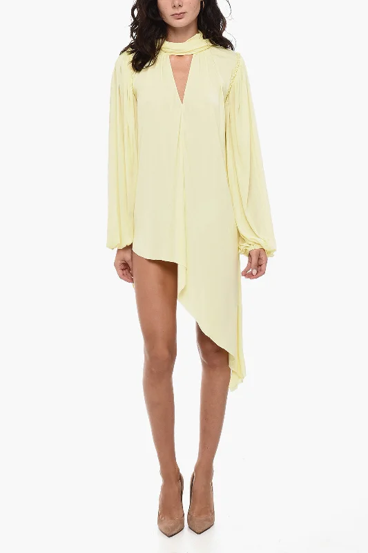 Loewe Tie Neck Dress with Asymmetric Design Tunics Long Elegant