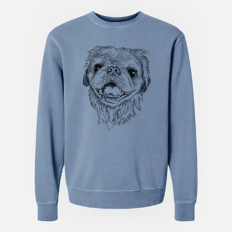 Bare Wally the Pekingese - Unisex Pigment Dyed Crew Sweatshirt Hoodie with Patch Decorative Personalized Bare Wally the Pekingese - Unisex Pigment Dyed Crew Sweatshirt Hoodie with Patch Decorative Personalized