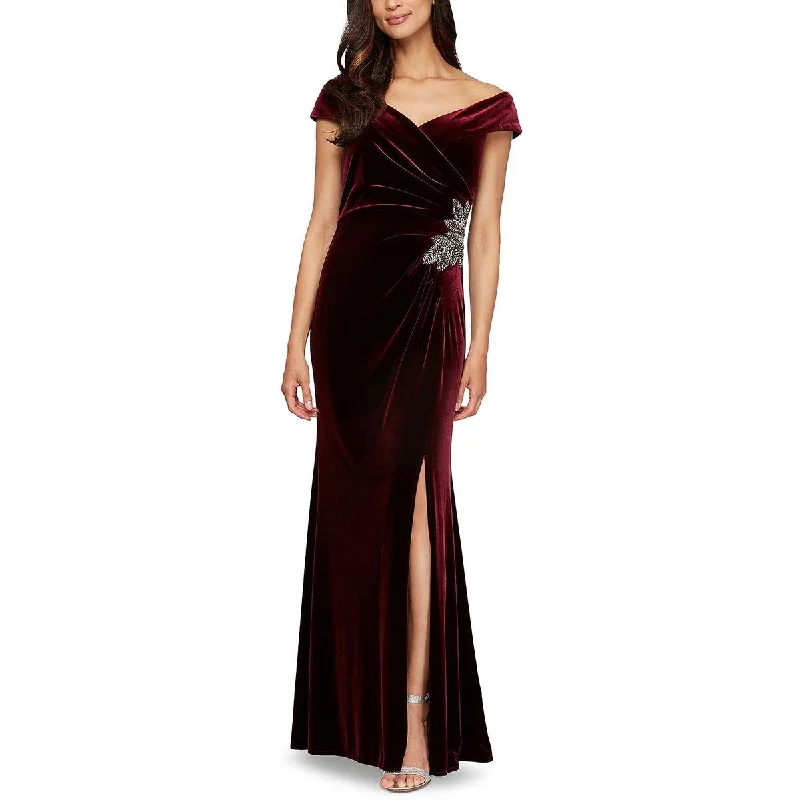 Alex Evenings Womens Embellished Velvet Evening Dress Tunics Business professional