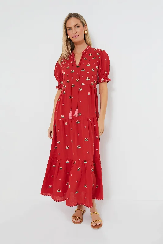 Red Lotus Flower Flaming Katy Dress Tunics Practical easy-care