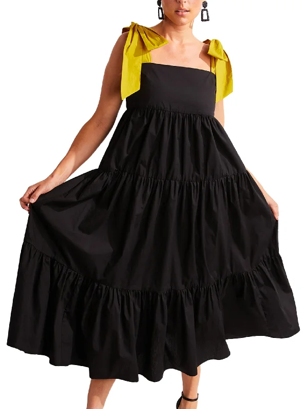 Long Tiered Bow Dress in Cotton Tunics Gym athletic
