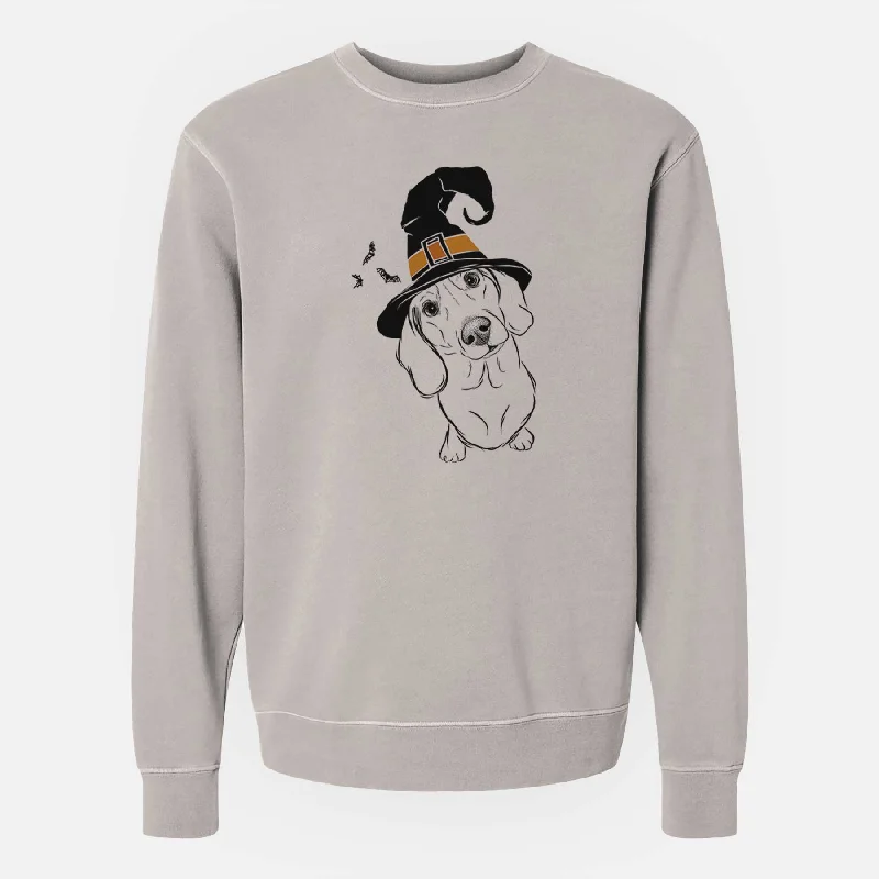 Witch Bill the Dachshund - Unisex Pigment Dyed Crew Sweatshirt Hoodie with Fur Luxurious Winter Witch Bill the Dachshund - Unisex Pigment Dyed Crew Sweatshirt Hoodie with Fur Luxurious Winter
