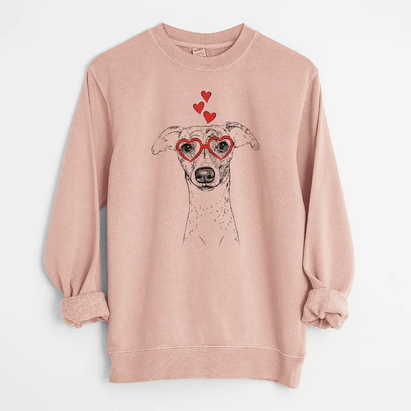 Valentine Twiggy the Whippet - Unisex Pigment Dyed Crew Sweatshirt Hoodie with Button Classic Timeless Valentine Twiggy the Whippet - Unisex Pigment Dyed Crew Sweatshirt Hoodie with Button Classic Timeless
