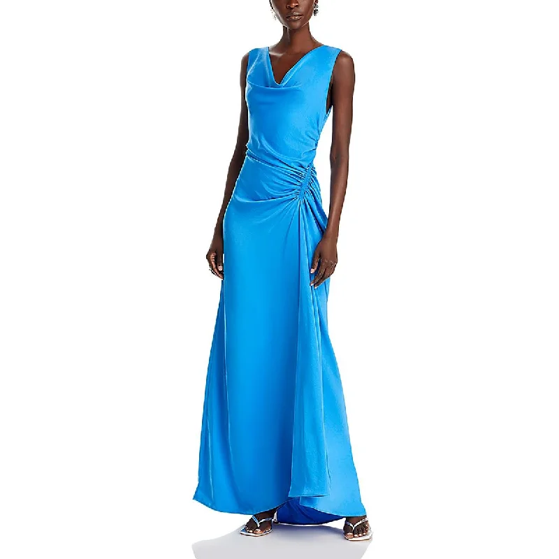 Ophelia Womens Satin Ruched Evening Dress Tunics Chic elegant