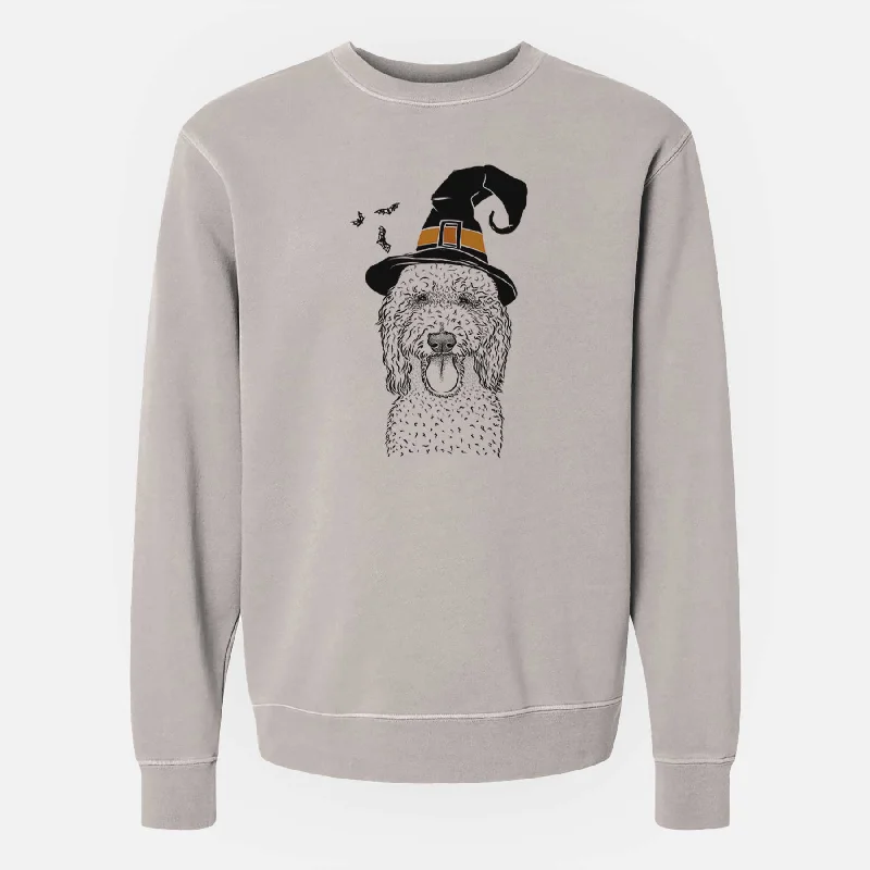 Witch Pavlov the Goldendoodle - Unisex Pigment Dyed Crew Sweatshirt Zip Hoodie Drawstring Kangaroo Pocket Witch Pavlov the Goldendoodle - Unisex Pigment Dyed Crew Sweatshirt Zip Hoodie Drawstring Kangaroo Pocket