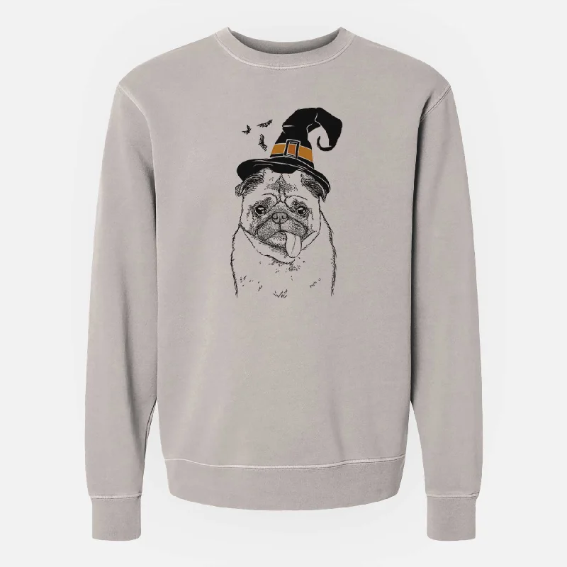Witch Rosie the Pug - Unisex Pigment Dyed Crew Sweatshirt Hoodie with V-Neck Classic Versatile Witch Rosie the Pug - Unisex Pigment Dyed Crew Sweatshirt Hoodie with V-Neck Classic Versatile