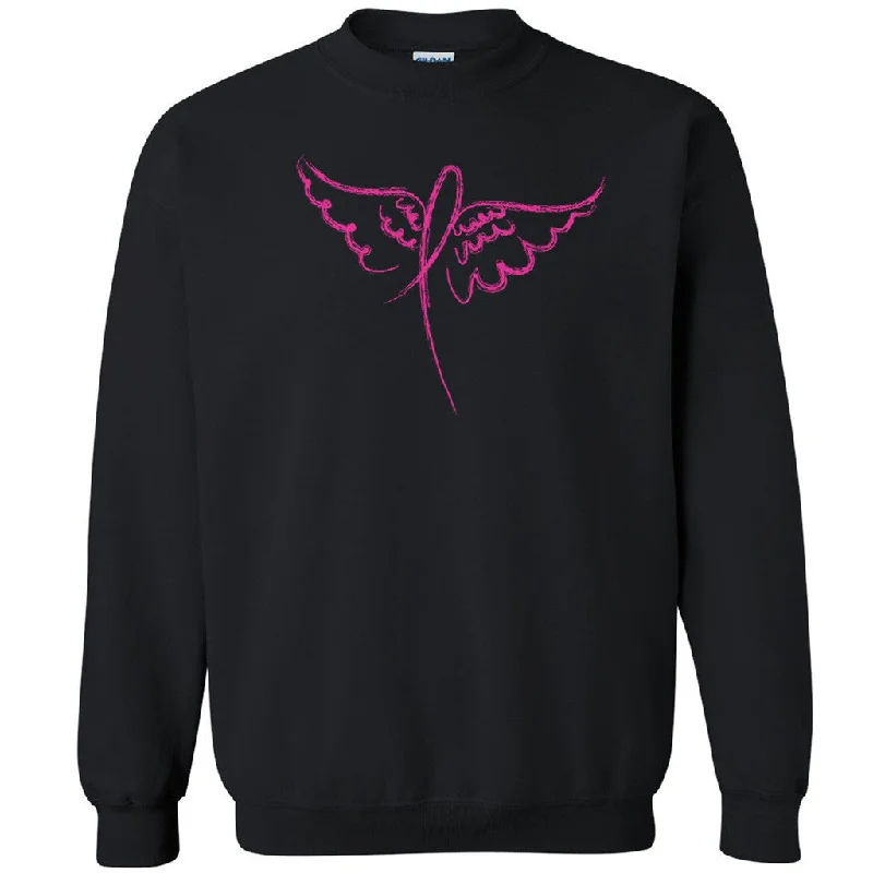 Zexpa Apparelâ„¢ Angel Wings Pink Ribbon Unisex Crewneck Breast Cancer Awareness Sweatshirt Hoodie with Patch Decorative Personalized Zexpa Apparelâ„¢ Angel Wings Pink Ribbon Unisex Crewneck Breast Cancer Awareness Sweatshirt Hoodie with Patch Decorative Personalized