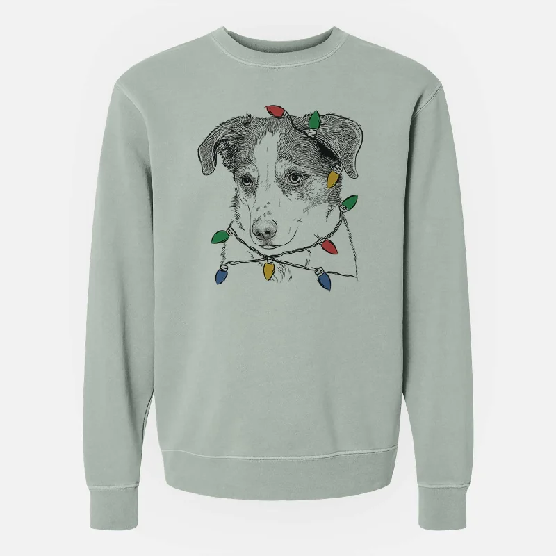 Christmas Lights Coco the Beagle Mix - Unisex Pigment Dyed Crew Sweatshirt Hoodie with Reflective Safety Nightwear Christmas Lights Coco the Beagle Mix - Unisex Pigment Dyed Crew Sweatshirt Hoodie with Reflective Safety Nightwear