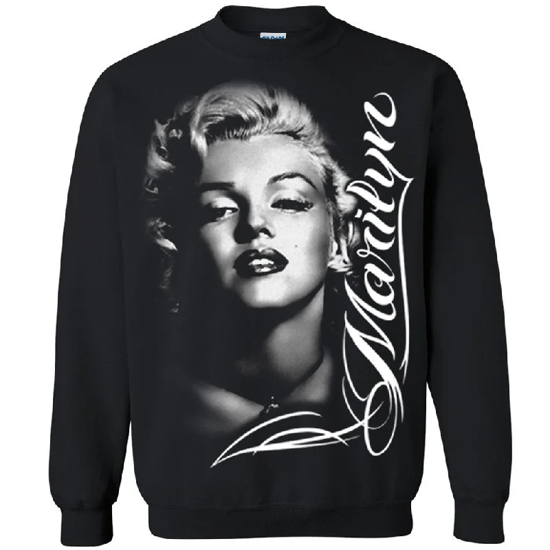 Zexpa Apparelâ„¢ Marilyn Monroe White Portrait Unisex Crewneck Pose Signature Sweatshirt Hoodie with Reflective Safety Nightwear Zexpa Apparelâ„¢ Marilyn Monroe White Portrait Unisex Crewneck Pose Signature Sweatshirt Hoodie with Reflective Safety Nightwear