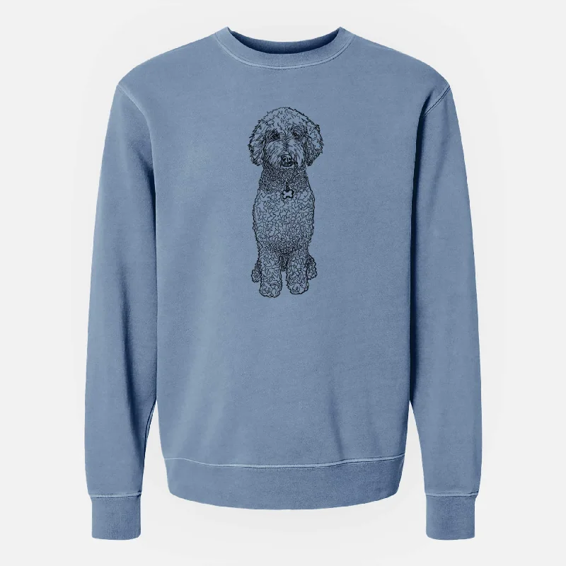 Doodled Zoe the Standard Poodle - Unisex Pigment Dyed Crew Sweatshirt Hoodie with Rolled Sleeves Casual Relaxed Doodled Zoe the Standard Poodle - Unisex Pigment Dyed Crew Sweatshirt Hoodie with Rolled Sleeves Casual Relaxed