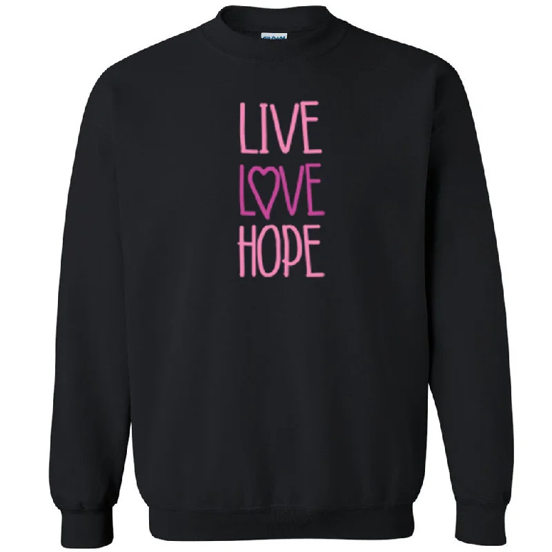 Zexpa Apparelâ„¢ Live Love Hope Unisex Crewneck Breast Cancer Awareness Month Run Sweatshirt Hoodie with Relaxed Fit Easy Casual Zexpa Apparelâ„¢ Live Love Hope Unisex Crewneck Breast Cancer Awareness Month Run Sweatshirt Hoodie with Relaxed Fit Easy Casual