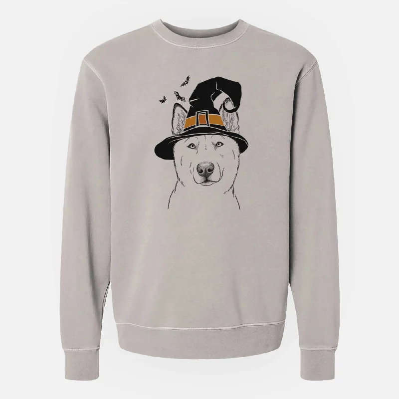 Witch London the Siberian Husky - Unisex Pigment Dyed Crew Sweatshirt Hoodie with Typography Text Message Witch London the Siberian Husky - Unisex Pigment Dyed Crew Sweatshirt Hoodie with Typography Text Message