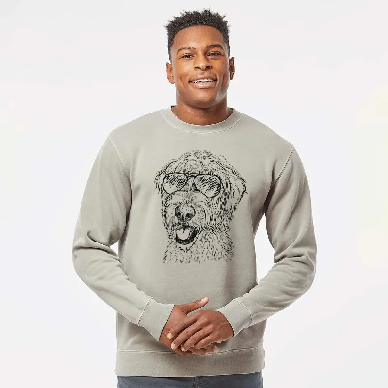 Aviator Ragnar the Irish Wolfhound - Unisex Pigment Dyed Crew Sweatshirt Hoodie with Velcro Closure Adjustable Secure Aviator Ragnar the Irish Wolfhound - Unisex Pigment Dyed Crew Sweatshirt Hoodie with Velcro Closure Adjustable Secure