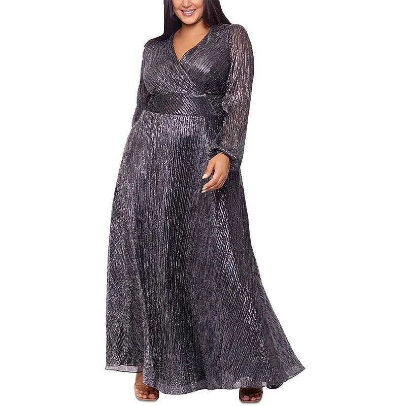 Plus Womens Metallic Formal Evening Dress Floral Print girly