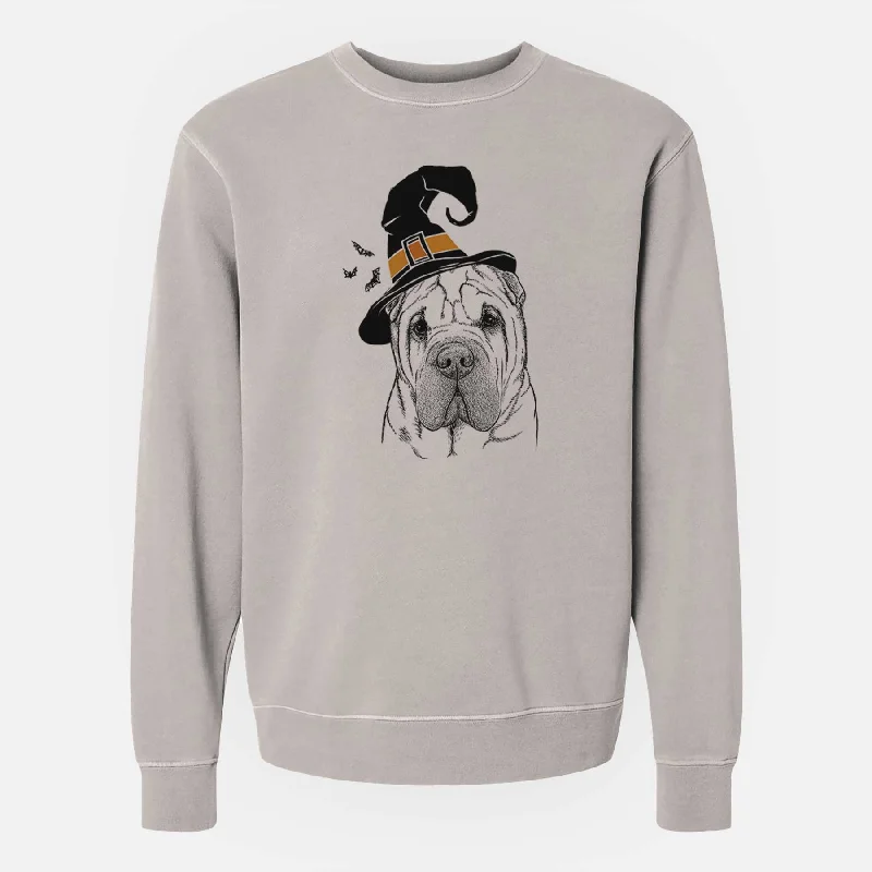 Witch Lilly the Shar Pei - Unisex Pigment Dyed Crew Sweatshirt Hoodie with Slim Fit Tailored Modern Witch Lilly the Shar Pei - Unisex Pigment Dyed Crew Sweatshirt Hoodie with Slim Fit Tailored Modern