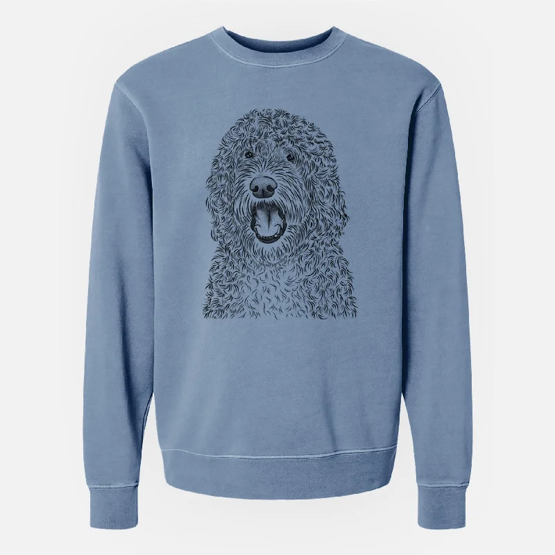 Bare Phillip the Portuguese Water Dog - Unisex Pigment Dyed Crew Sweatshirt Hoodie with Hem Patch Decorative Personalized Bare Phillip the Portuguese Water Dog - Unisex Pigment Dyed Crew Sweatshirt Hoodie with Hem Patch Decorative Personalized