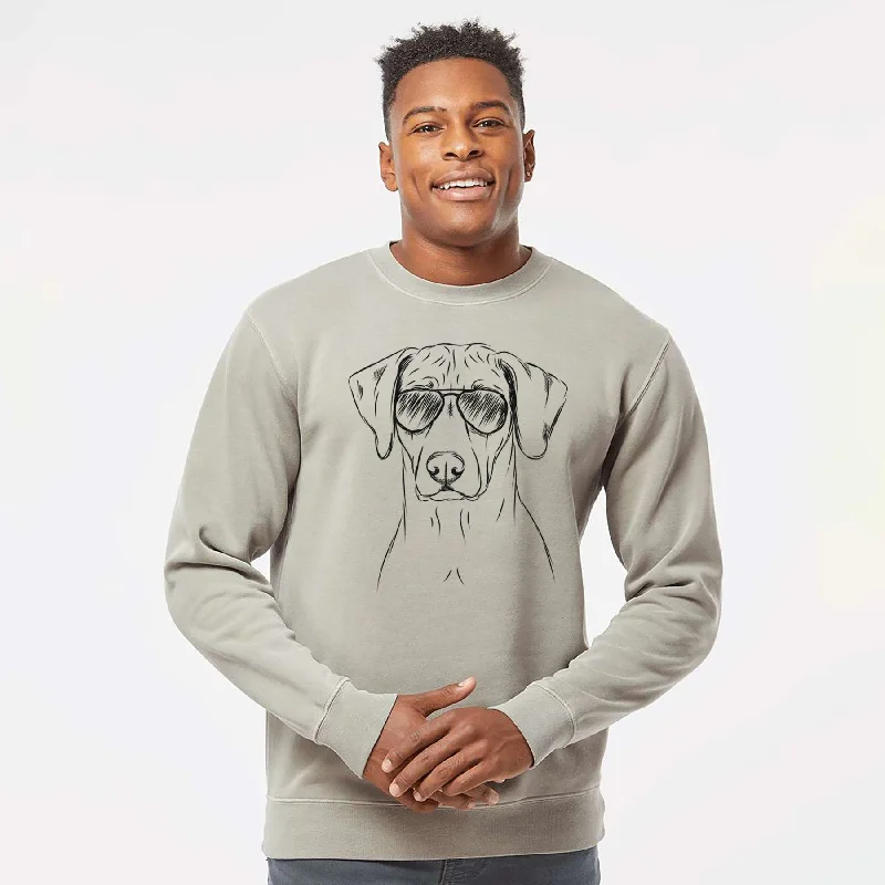 Aviator Ronan the Rhodesian Ridgeback - Unisex Pigment Dyed Crew Sweatshirt Hoodie with Crew Neck Simple Timeless Aviator Ronan the Rhodesian Ridgeback - Unisex Pigment Dyed Crew Sweatshirt Hoodie with Crew Neck Simple Timeless