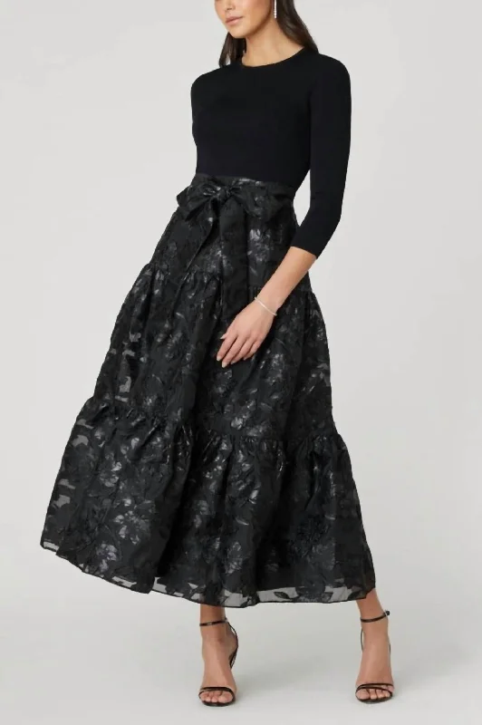 Midnight Miah Dress In Jet Square Neckline Feminine