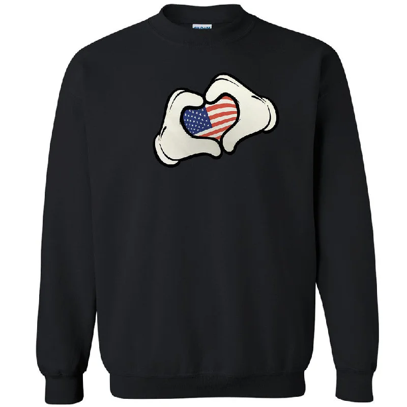 Zexpa Apparelâ„¢ Cartoon Hand Heart USA Flag Unisex Crewneck Patriotic Love Sweatshirt Hoodie with Side Slits Relaxed Casual Zexpa Apparelâ„¢ Cartoon Hand Heart USA Flag Unisex Crewneck Patriotic Love Sweatshirt Hoodie with Side Slits Relaxed Casual