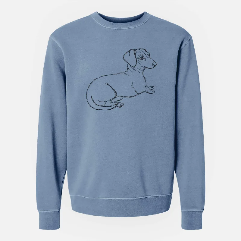 Doodled Bambi the Dachshund - Unisex Pigment Dyed Crew Sweatshirt Hoodie with Ribbed Neckline Snug Warm Doodled Bambi the Dachshund - Unisex Pigment Dyed Crew Sweatshirt Hoodie with Ribbed Neckline Snug Warm