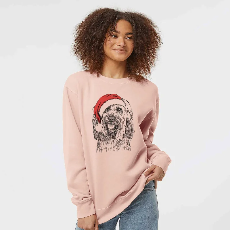 Santa Rime the Tibetan Terrier - Unisex Pigment Dyed Crew Sweatshirt Hoodie with Mock Neck Collared Structured Santa Rime the Tibetan Terrier - Unisex Pigment Dyed Crew Sweatshirt Hoodie with Mock Neck Collared Structured
