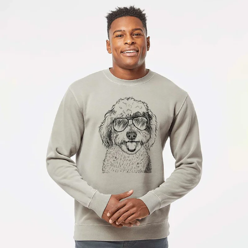 Aviator Sherlock the Sheepadoodle - Unisex Pigment Dyed Crew Sweatshirt Hoodie with Oversized Fit Loose Comfortable Aviator Sherlock the Sheepadoodle - Unisex Pigment Dyed Crew Sweatshirt Hoodie with Oversized Fit Loose Comfortable